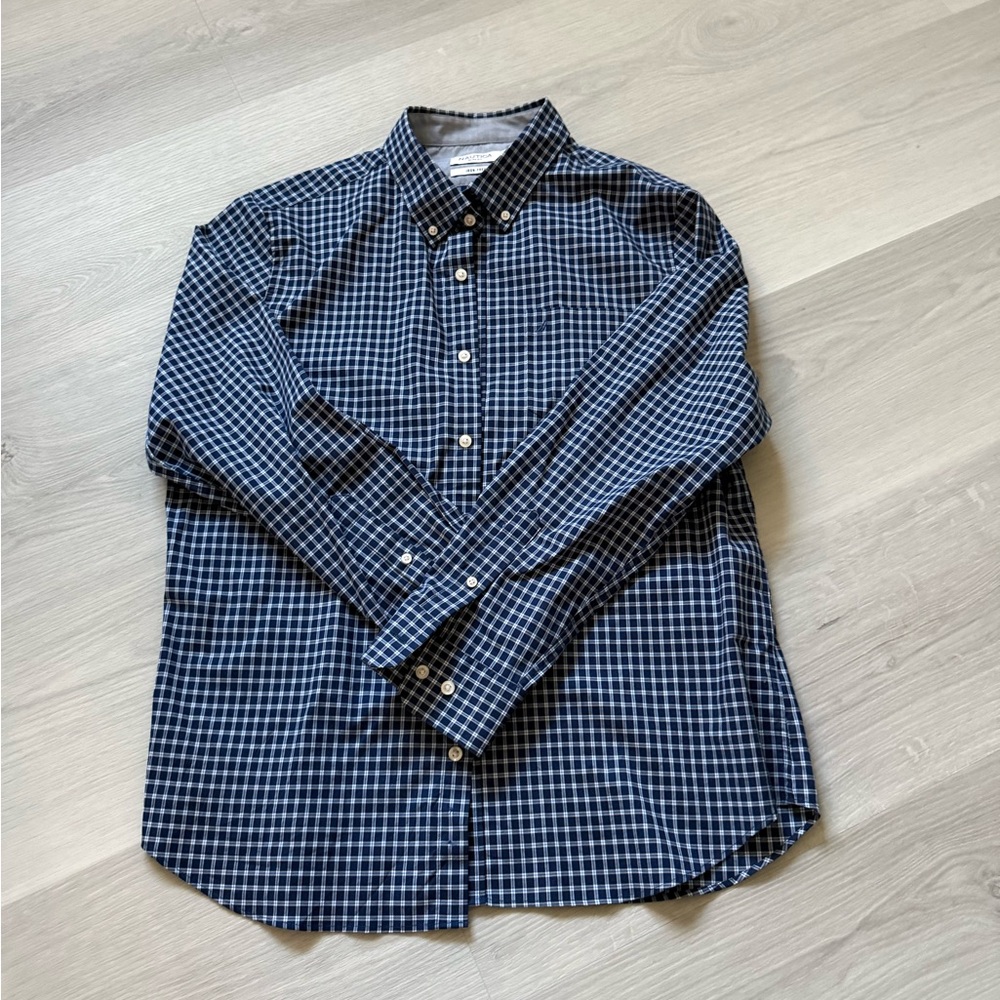 Nautica Navy Plaid Casual Shirt